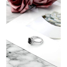Load image into Gallery viewer, Gem Stone King 925 Sterling Silver Black Onyx and White Created Sapphire Women's Ring (3.14 Ct Cushion Cut) (Size 7)
