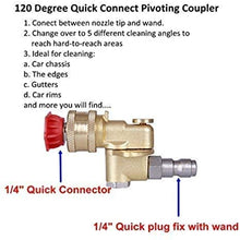 Load image into Gallery viewer, Meteor Blast Quick Connecting Pivoting Coupler Attachment 120 Degree with 5 Angles and Safety lock for Pressure Washer Spray Nozzle , Cleaning Hard to Reach Area Max 5000 PSI 1/4 Inch Plug
