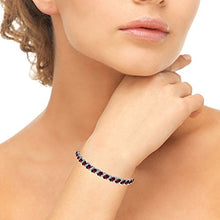 Load image into Gallery viewer, GemStar USA Sterling Silver Created Ruby Marquise-Cut Tennis Bracelet with White Topaz Accents
