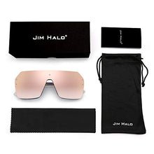 Load image into Gallery viewer, Oversized Shield Sunglasses Flat Top Gradient Lens Rimless Glasses for Women Men (Black Frame/Mirror Pink Lens)
