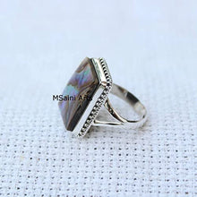 Load image into Gallery viewer, 925 Sterling Silver Ring For Men &amp; Women, Natural Abalone Shell Ring Gemstone Unique Handcrafted Ring
