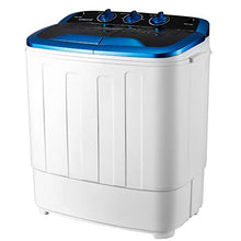 Load image into Gallery viewer, HOMHUM Mini Portable Twin Tub Washing Machine,Compact 13lbs Washer + Spinner Combo,Built-in Gravity Drain, Ideal for Dorms, Apartments, RVs, Camping etc, White/Blue
