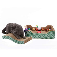 Load image into Gallery viewer, MECOOL Cat Wide Scratch Lounge Scratching Cardboard Corrugated Bed Wavy Cat Scratcher Pads with Cat Toys
