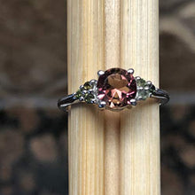 Load image into Gallery viewer, Natural Pink Tourmaline, Green Tourmaline 925 Solid Sterling Silver Engagement Ring Size 6, 7, 8, 9
