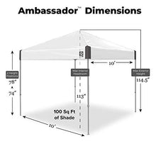 Load image into Gallery viewer, E-Z UP Inc. AMB3SBKF10SG Ambassador Instant Canopy Shelter Tent, 10' x 10', Steel Gray
