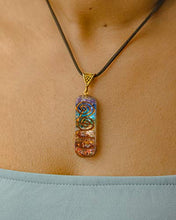 Load image into Gallery viewer, Crystal Vibe Orgone Seven Chakra Stones Handmade Healing Pendant Crystal Necklace with Adjustable Cord for EMF Protection, Stress, Anxiety, Meditation, Spiritual Gift Jewelry
