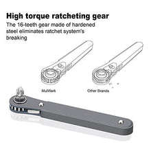 Load image into Gallery viewer, MulWark 20pc 1/4 Ultra Low Profile Mini Ratchet Wrench Close Quarters Screwdriver Set with High Torque - Right Angle EDC Tool with 90 Degree Mini Offset Reversible Drive Handle &amp; Multi Hex Bits Set
