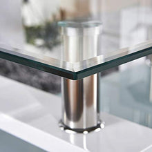 Load image into Gallery viewer, Coffee Table Glass Top, Modern Rectangle Coffee Table with Lower Shelf Wooden Legs Living Room Furniture US Stock (top Glass 6mm, White)
