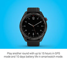 Load image into Gallery viewer, Garmin Approach S42, GPS Golf Smartwatch, Lightweight with 1.2" Touchscreen, 42k+ Preloaded Courses, Gunmetal Ceramic Bezel and Black Silicone Band, 010-02572-10

