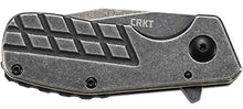 Load image into Gallery viewer, CRKT Razelcliffe Folding Pocket Knife: Compact EDC Straight Edge Utility Knife with Stainless Steel Chisel Blade and Framelock Handle - Black Stonewash 4021
