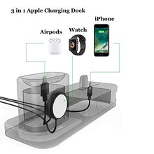 Load image into Gallery viewer, Compatible iPhone Apple Watch AirPods Phone Watch Charging Stand 3 in 1 Silicone Holder for iPhone Xs Max/XS/XR/X/8/8 Plus/7/7 Plus/6s/6s Plus Charger Dock iWatch Series 3/2/1 AirPods - Black

