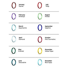 Load image into Gallery viewer, Enso Rings Halo Birthstone Silicone Ring – Minimalist Stackable Wedding Engagement Band – 2.54mm Wide, 1.5mm Thick (Moonstone, 6)
