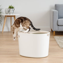 Load image into Gallery viewer, IRIS USA (586962) Top Entry Cat Litter Box with Cat Litter Scoop, White &amp; Beige Punt-530, Large
