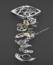Load image into Gallery viewer, CIGA Design Z Series Automatic Mechanical Watch, Skeleton Stainless Steel Analog Silver Wristwatch Tonneau Sapphire Crystal for Men Women with Leather and Silicone Strap
