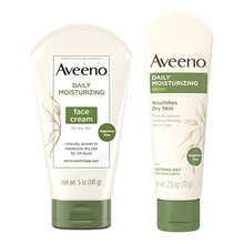 Load image into Gallery viewer, Aveeno Daily Moisturizing Fragrance-Free Face &amp; Neck Cream, Oat Facial Moisturizer for Dry Skin, 5 oz, &amp; Aveeno Daily Moisturizing Body Lotion with Soothing Oat, 2.5 oz, Two Pack
