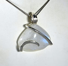 Load image into Gallery viewer, Rainbow Moonstone Crystal Stone Pendant Hand Wrapped in Sterling Silver by Bellas Pendants

