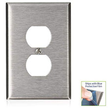 Load image into Gallery viewer, Leviton 84103-40 1-Gang Duplex Device Receptacle Wallplate, Oversized, Device Mount, Stainless Steel
