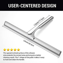Load image into Gallery viewer, Squeegee for Shower Glass Door, 12-Inch All-Purpose Shower Squeegee for Bathroom, Car Window and Tiles with Adhesive Holder &amp; 1 Replacement Squeegee Blade, Stainless Steel
