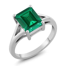 Load image into Gallery viewer, Gem Stone King 925 Sterling Silver Emerald Cut Green Simulated Emerald Women's Ring 2.30 Cttw (Size 7)
