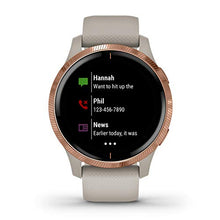 Load image into Gallery viewer, Garmin Venu, GPS Smartwatch with Bright Touchscreen Display, Features Music, Body Energy Monitoring, Animated Workouts, Pulse Ox Sensor and More, Rose Gold with Tan Band
