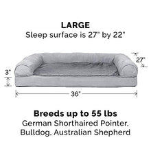 Load image into Gallery viewer, Furhaven Pet Dog Bed - Orthopedic Ultra Plush Faux Fur and Suede Traditional Sofa-Style Living Room Couch Pet Bed with Removable Cover for Dogs and Cats, Gray, Large
