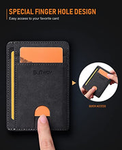 Load image into Gallery viewer, Buffway Slim Minimalist Front Pocket RFID Blocking Leather Wallets for Men and Women - At Sahara Carbon Black
