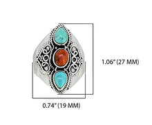 Load image into Gallery viewer, YoTreasure Turquoise Solid 925 Sterling Silver 3 Stone Designer Ring Jewelry
