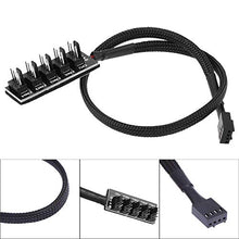 Load image into Gallery viewer, PWM Fan Hub PC 5 Way Splitter Sleeved PWM Fan Splitter Hub Adapter Cable for 12V Desktop Computer Cooler Case Fans 4-Pin &amp; 3-Pin 14 inches (2 Pack) TeamProfitcom

