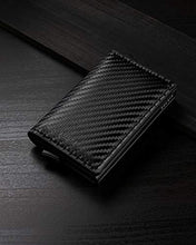 Load image into Gallery viewer, VULKIT Credit Card Holder RFID Blocking Leather Automatic Pop Up Wallet Aluminum Slim Pocket Bifold Business Card Case Navy
