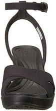 Load image into Gallery viewer, Crocs Women's Leigh II Cross-Strap Ankle Wedges Sandal, Black/Black, 4

