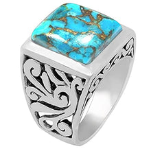 Load image into Gallery viewer, Gorgeous Blue Mohave Copper Turquoise 925 Sterling Silver Men's Ring Size 7, 8, 9, 10, 11, 12, 13
