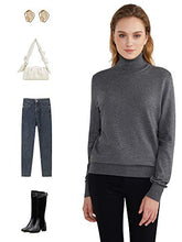 Load image into Gallery viewer, Womens Long Sleeve Turtleneck Sweater Lightweight Knit Pullover Jumper Tops for Fall Winter Grey
