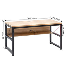 Load image into Gallery viewer, TOPSKY 55" Computer Desk with Bookshelf/Metal Desk Grommet Hole Cable Cover (Industrial/Rustic Brown)
