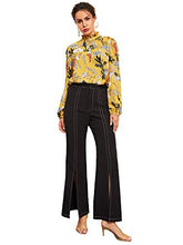 Load image into Gallery viewer, Floerns Women's Mock Neck Floral Print Workwear Long Sleeve High Neck Blouse Tops Yellow M
