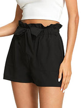 Load image into Gallery viewer, Romwe Women's Casual Elastic Waist Bowknot Summer Shorts with Pockets Burgundy XS
