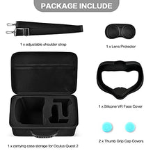 Load image into Gallery viewer, Hard Carrying Case for Oculus Quest 2 All-in-One VR Gaming Headset and Touch Controllers, Portable Travel Cover Storage Bag with Silicone Face Cover &amp; Lens Protector for Quest 2 Accessories - Black

