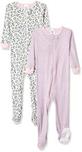 Load image into Gallery viewer, GERBER Baby Girls' 2-Pack Footed Unionsuit, Leopard, 0-6 Months
