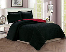 Load image into Gallery viewer, Elegant Comfort Luxury 3-Piece Bedspread Coverlet Majestic Design Quilted Set with Shams - All Season Heavy Weight- Hypoallergenic- Wrinkle &amp; Fade Resistant- Full/Queen, Black/Burgundy
