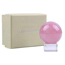 Load image into Gallery viewer, 50mm Natural Carved Rose Quartz Ball Healing Crystal Sphere with Glass Base

