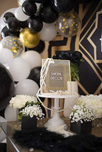 Load image into Gallery viewer, 4 Sizes – Black White Gold Balloon Garland Kit &amp; Arch for New Years, Graduation or Birthday – Small and Large Black and White Balloons with Gold Confetti – Party Decorations for Gatsby Roaring 20s
