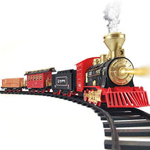 Load image into Gallery viewer, Train Set - 2020 Updated Electric Train Toy for Boys Girls w/ Smokes, Lights &amp; Sound, Railway Kits w/ Steam Locomotive Engine, Cargo Cars &amp; Tracks, for 3 4 5 6 7 8+ Year Old Kids
