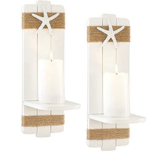 Load image into Gallery viewer, TideAndTales Beach Decor Starfish Wall Candle Sconces (Set of 2) Ocean Themed Wall-Mount Candleholders, Coastal Farmhouse Seashell Candle Holders, Nautical Style Beach Bathroom Decor
