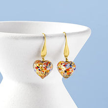 Load image into Gallery viewer, Ross-Simons Italian Murano Glass Heart Drop Earrings in 18kt Gold Over Sterling
