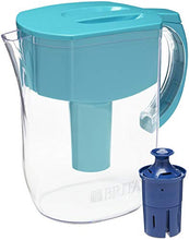 Load image into Gallery viewer, Brita Everyday Pitcher with 1 Longlast Filter, Large 10 Cup, Turquoise &amp; 35557 Replacement Filters for Pitchers and Dispensers, 6 Count
