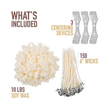 Load image into Gallery viewer, Oraganix Natural Soy Wax for DIY Candle Making Supplies-10lb Bag with 150ct 6'' Pre-Waxed Candle Wicks
