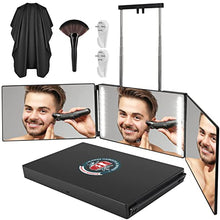 Load image into Gallery viewer, 3 Way Mirror for Self Hair Cutting 360° Mirror with LED Lights, Trifold Self Haircut Mirror Rechargeable with Height Adjustable
