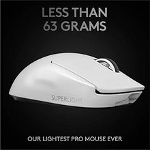 Load image into Gallery viewer, Logitech G PRO X Superlight Wireless Gaming Mouse, Ultra-Lightweight, Hero 25K Sensor, 25,600 DPI, 5 Programmable Buttons, Long Battery Life, Compatible with PC/Mac - White (Renewed)
