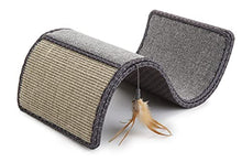 Load image into Gallery viewer, SmartyKat Scratch Scroll with Feather Toy, Multi-Surface Sisal &amp; Carpet Cat Scratcher, Interactive Scratching Outlet &amp; Lounger
