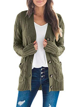 Load image into Gallery viewer, MEROKEETY Women's Long Sleeve Cable Knit Sweater Open Front Cardigan Button Loose Outerwear
