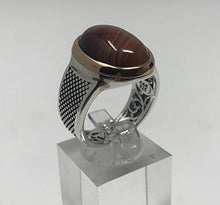 Load image into Gallery viewer, KAR 925K STERLING SILVER NATURAL VEINY AGATE (Aqeeq) MEN'S RING USA SELLER K32F (8)
